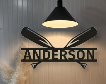 Letrero de remo personalizado, letrero de nombre de metal personalizado, letrero personalizado, letreros de lago, letreros de playa