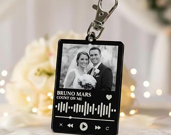 Personalised Wedding Song Keyring – First Dance Photo & Scannable Song