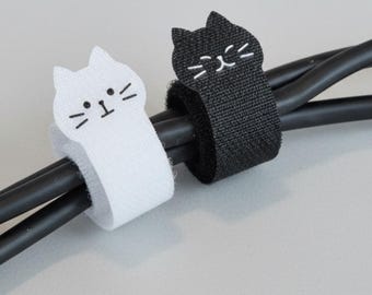 Cat-Shaped Cable Tidy – Reusable Velcro Desk Cord Organiser - Set of Three