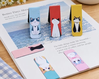 Cat Magnetic Bookmarks Set of 3, Cute Page Markers for Readers