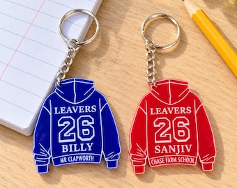 Personalised Leavers 2026 Hoodie Keyring – School Year 6, P7 & Year 11 Gift