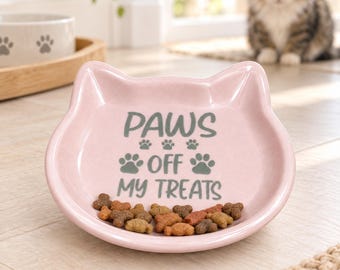 Cat Treat Plate – UV Engraved Cat-Shaped Food Dish