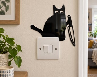 Black Cat Light Switch Surround – Funny Acrylic Door Frame Decor