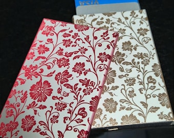 Floral Aluminum Card Case: RFID Blocking Slim Wallet