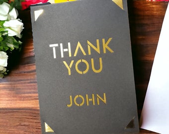 Thank You Card For Him, Laser Cut Greeting Cards  | Customise Colour  |  Modern Mirror Finish