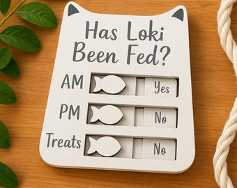 Personalized Cat Feeding Tracker: Wooden Pet Food Reminder Magnet