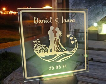 Personalised Couples LED Night Light | Anniversary Gift