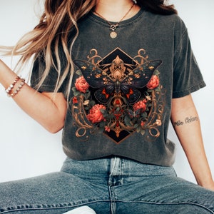 Dark Academia Butterfly Shirt  |  Whimsigoth Tee, Art Deco Butterfly Shirt, Cottage Core Tee, Fairycore Clothing