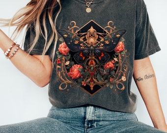 Camicia Farfalla Dark Academia / Maglietta Whimsigoth, Camicia Farfalla Art Déco, Maglietta Cottage Core, Abbigliamento Fairycore