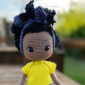 Crochet Dark Skin Doll, African Amerikan Doll, Amigurumi Doll for Sale,