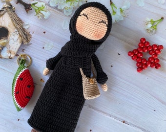 Crochet Hijab Doll, Crochet Palestine Doll, Hijab Doll, Amigurumi