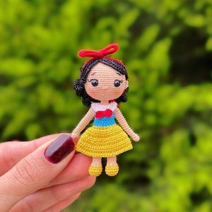 Miniature Snow White, Micro Princess Doll, Crochet Doll for Sale,  Collection Doll