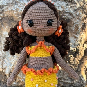 Crochet Mermaid Doll, Afro-American Curly Crochet Doll, Crochet Black Doll, Dark Skin Amigurumi Toy, Doll For Sale, Cute Gift For Girl image 10