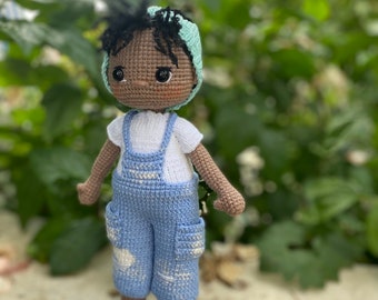 Crochet Dolls For Sale, Amigurumi African Amerikan Boy Doll, Dark Skin Crochet Doll,  Stuffed Doll, Handmade Doll, Amigurumi Doll Finished