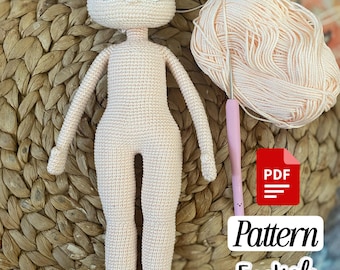 Base Doll Crochet Pattern, Amigurumi Doll Body, English Pattern PDF