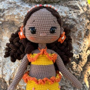 Crochet Mermaid Doll, Afro-American Curly Crochet Doll, Crochet Black Doll, Dark Skin Amigurumi Toy, Doll For Sale, Cute Gift For Girl image 4
