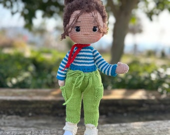 Bambola all'uncinetto in vendita, bambola Amigurumi fatta a mano, bambola all'uncinetto finita, bambola di pezza