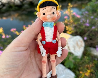 Crochet Miniature Pinocchio, Amigurumi Pinocchio, character doll, Art Doll, Colleccion