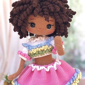 Amigurumi Dark Skin Doll, Crochet Black Doll, Amigurumi Doll for Sale, African & American Doll, A special gift for her