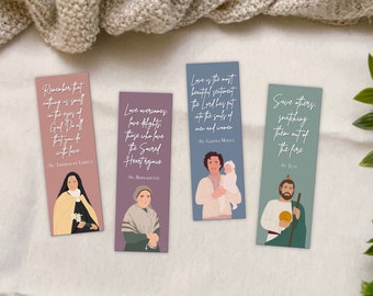 Catholic Saint Bookmarks: Inspirational Quote Bookmarks, Waterproof Laminated Bookmarks, Double Sided Catholic Bookmarks, Catholic Gift s