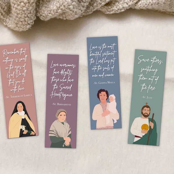 Catholic Saint Bookmarks: Inspirational Quote Bookmarks, Waterproof Laminated Bookmarks, Double Sided Catholic Bookmarks, Catholic Gift s