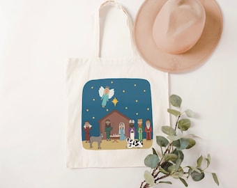 Christmas Gift Totebag, Nativity Tote Bag for Kids, Catholic Kids Christmas Gift, Christmas Gift Bag, Mass Bag for Kids, Catholic kids gifts