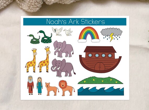Noah's Ark Sticker Sheet Noah Animals for Kids Childrens - Etsy