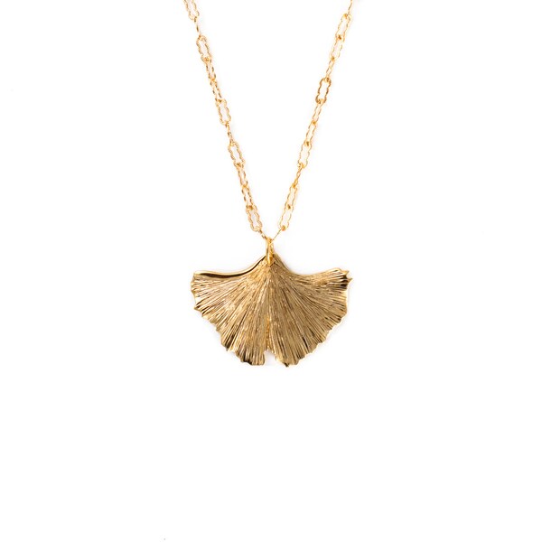 Collier feuille de ginkgo, Collier De Mariage, Collier Plaqué Or 18 Carats, Collier Réglable Minimaliste Cadeau Pour Femme