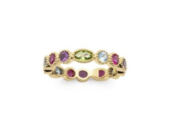 Alliance ring in gold plated and colored zyrconiums for women, colored ring for women in 18 carat gold plated.