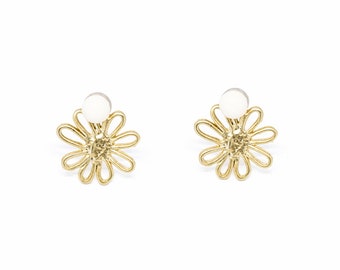 White opaline flower earrings, or white quartz, aesthetic earrings gift for women