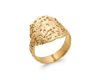 Aesthetic Ring, Gold Plated Ring, Ring In The Form Of Lace With Openwork Patterns, Delicate Alliance For Women, Gift For Women