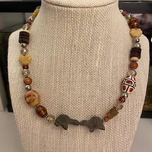 Turtles in love necklace, choker, jewelry, glass, wood, boho, hippie, rustic, cottagecore, fairy, cute, brown, goldstone