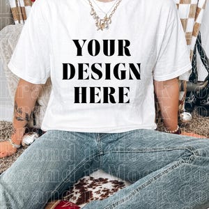 Cowgirl Comfort Colors White T-Shirt Mockup, Western Comfort Color 1717 Mockup, Nashville Shirt Mockup, Southern Model Mockup, Trendy Mockup
