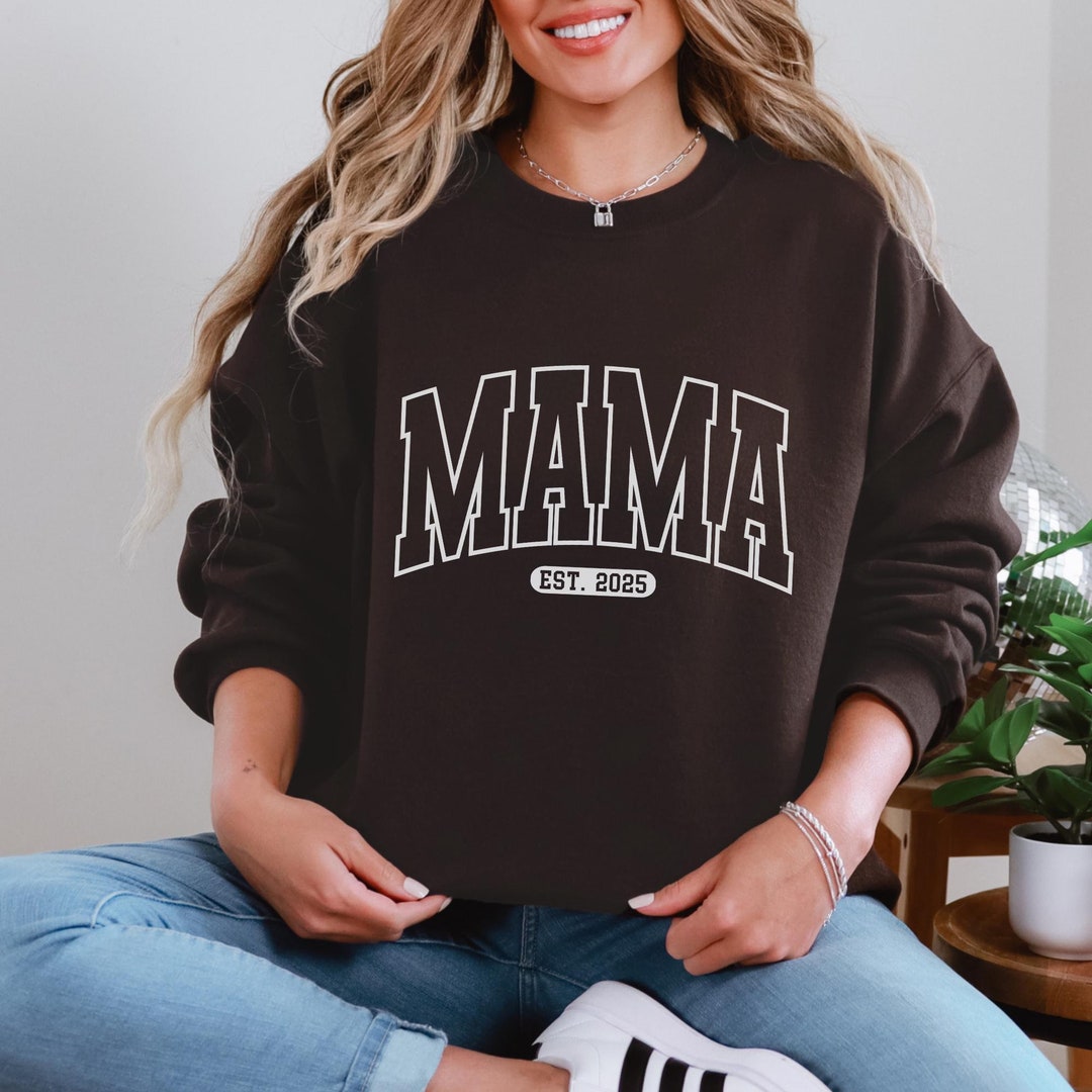 Mama Est. 2025 Sweatshirt, 2025 Mom Gift, New Mom Sweater, Retro Mama