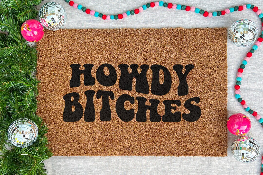 Western Door Mat, Howdy Door Mat, Retro Door Mat, College Door Mat