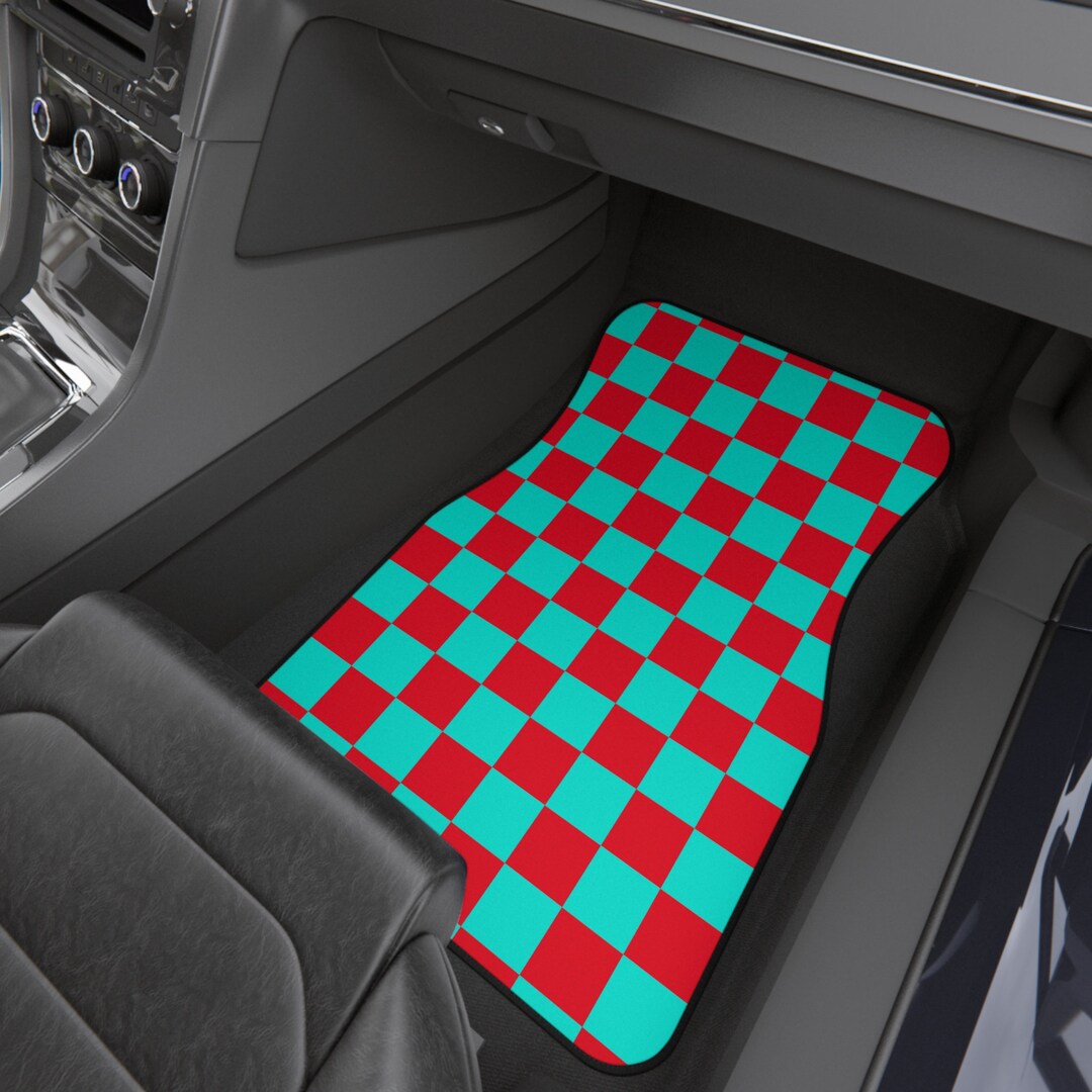 Checkered Car Floor Mats, Retro Style Floor Mats for Car, Accessories