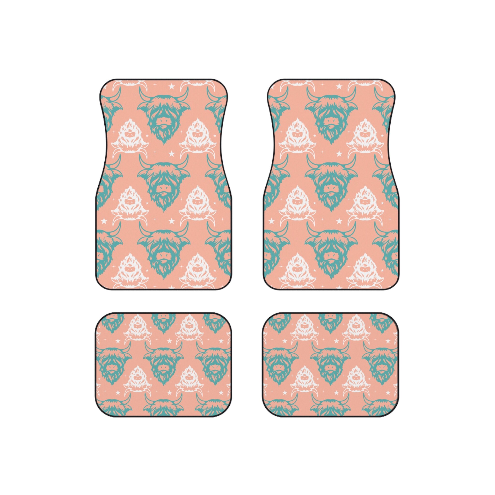 Highland Cow Print Car Floor Mats, Western Floor Mats for Car, Pink Cow ...