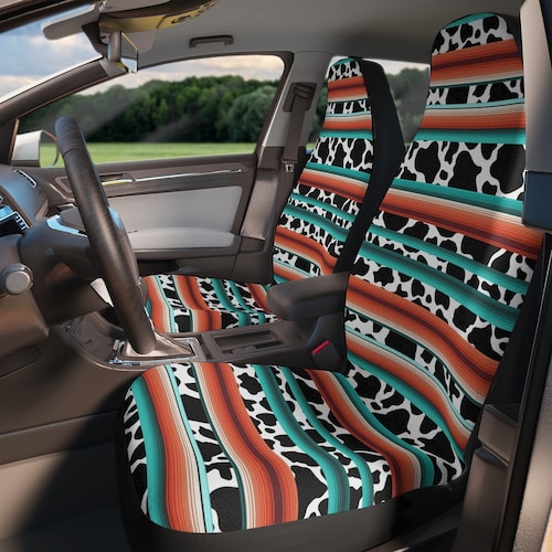 Brown Cow Print Car Seat Covers Etsy