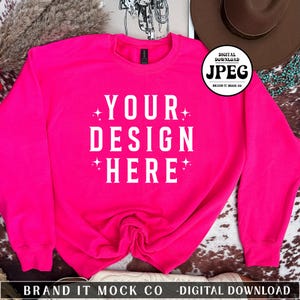 Western Flat Lay Mockup, Gildan 18000 Mockup, Heliconia Crewneck Mockup, Gildan Sweatshirt 18000 Mockup, Digital Download