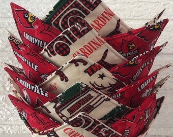 UofL Cardinals -Bowl Cozy, Handmade Soup Bowl Holder, Microwavable, Reversible