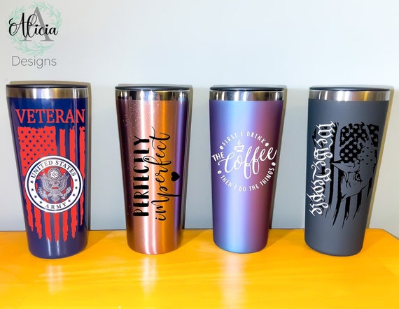 wine glass with a lid 12 oz Wine Tumbler w Lid Logo Laser Engraved Insulated Stainless Steel Light Blue main image 0