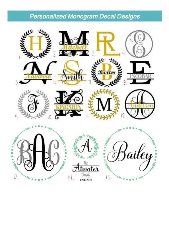 Personalized Monogram Vinyl Decal - Etsy