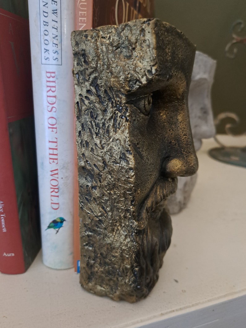 Concrete Bookends Greek God Bust Concrete Sculpture Table Decor Shelf