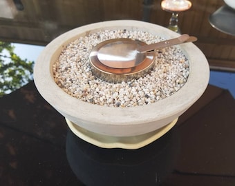 Bio Ethanol Fireplace | Tabletop Burner | Rustic Concrete Fire Bowl | Round | Indoor & Outdoor Use | Table Decor | Gift | Handmade