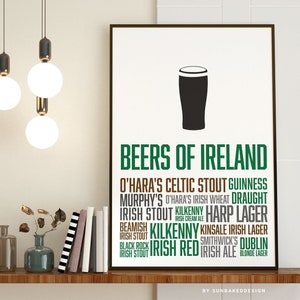Irish Beer Poster, Beers of Ireland, St. Patrick&#39;s Day Decor - Printable, Instant Download