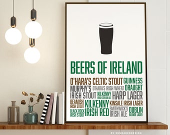 Irish Beer Poster, Beers of Ireland, St. Patrick's Day Decor - Printable, Instant Download