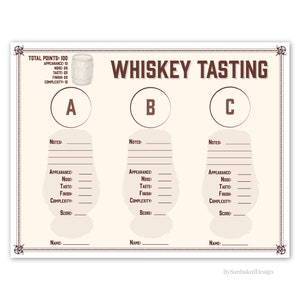 Fiche de dégustation de whisky pour 3 - Tapis de dégustation de whisky - Tableau de bord du whisky - Classement du whisky - Whisky - Téléchargement immédiat