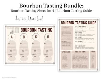Bourbon Tasting Bundle - Bourbon Tasting Sheet for 4 and Tasting Guide - Bourbon Tasting How-To - Bourbon Party - Printable