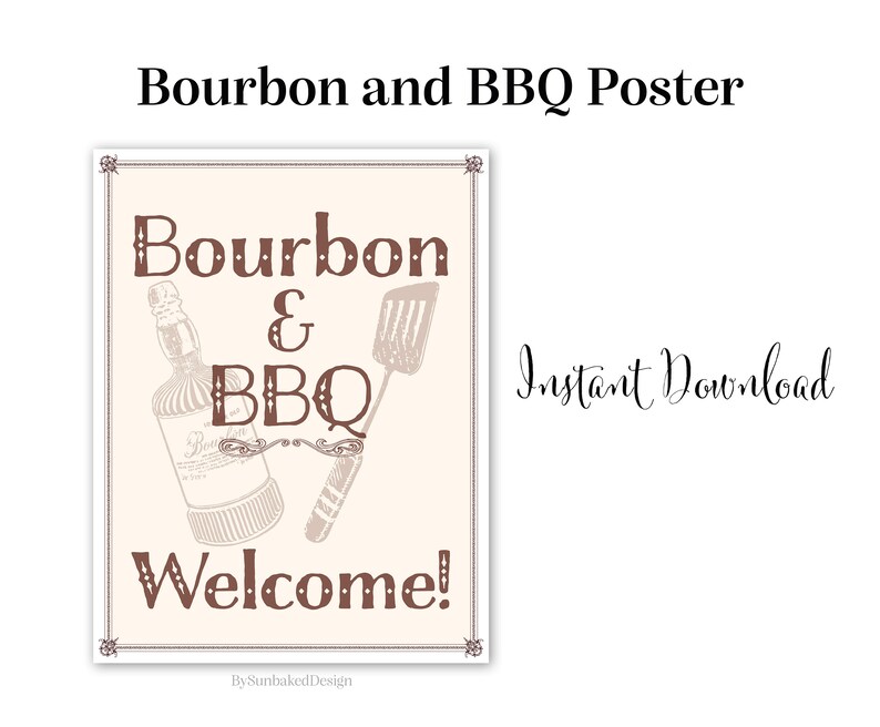 Bourbon & BBQ Party Poster: Welcome Sign (instant Download) - Etsy