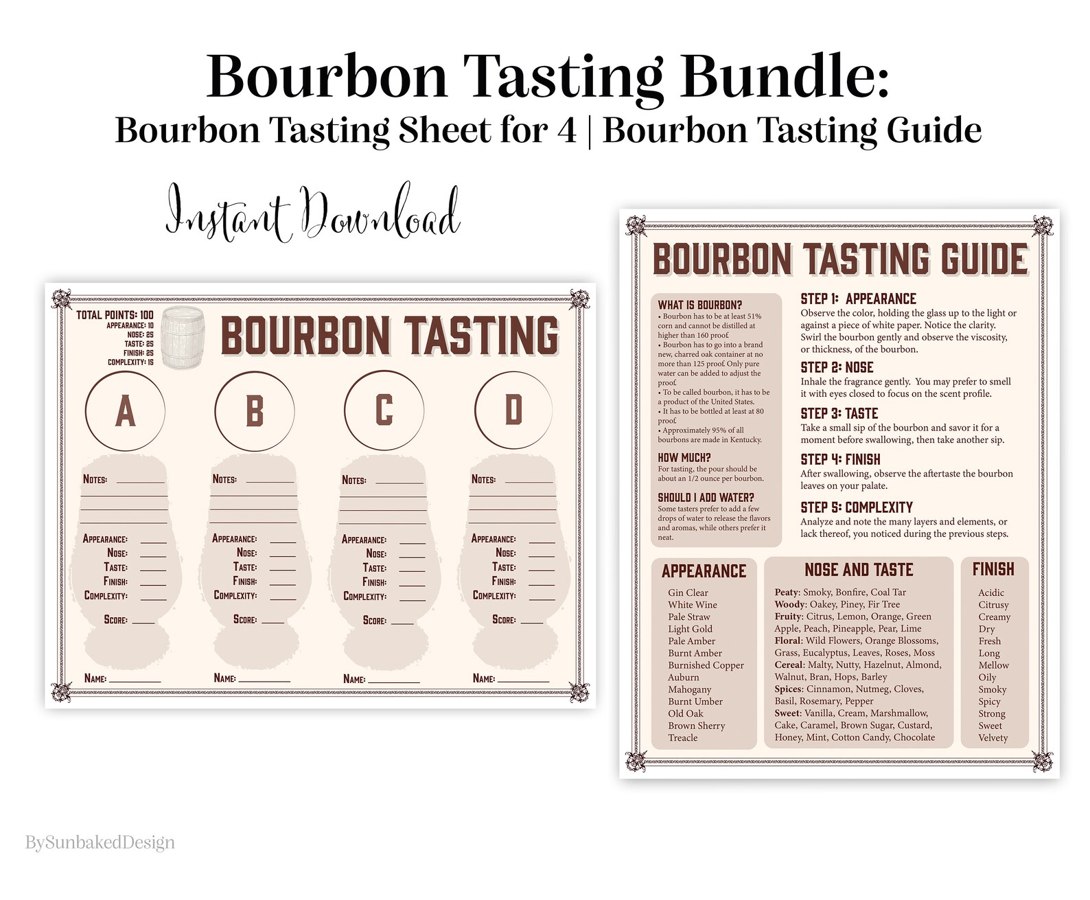 Bourbon Tasting Bundle Bourbon Tasting Sheet for 4 and Etsy